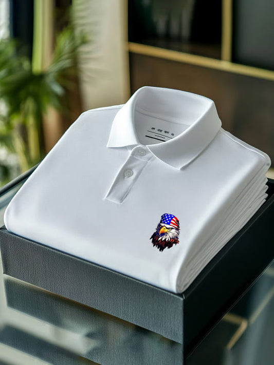 Men's Business Casual Logo Button Short Sleeve Polo Shirt